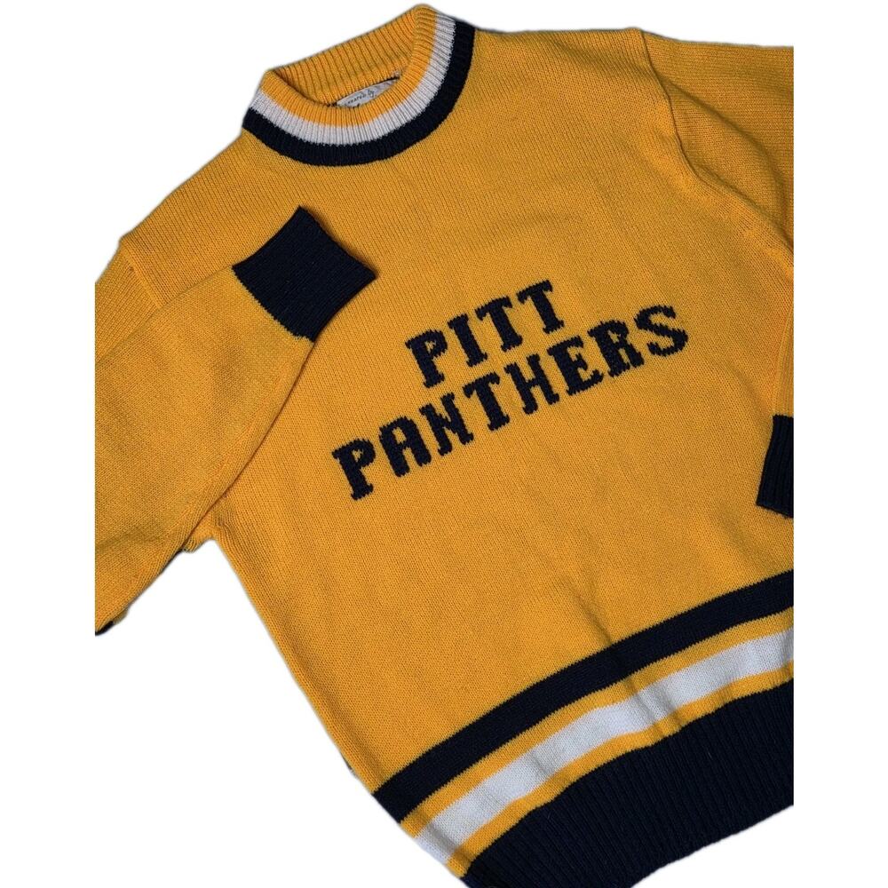 VTG 90s Pitt Panthers Varsity Knit Sweater Collegiate Grunge Core Size L